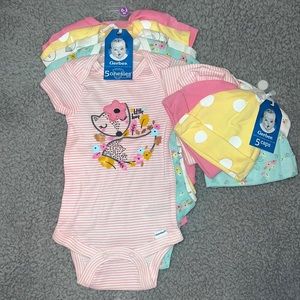 5 pack onsies and 5 pack matching caps